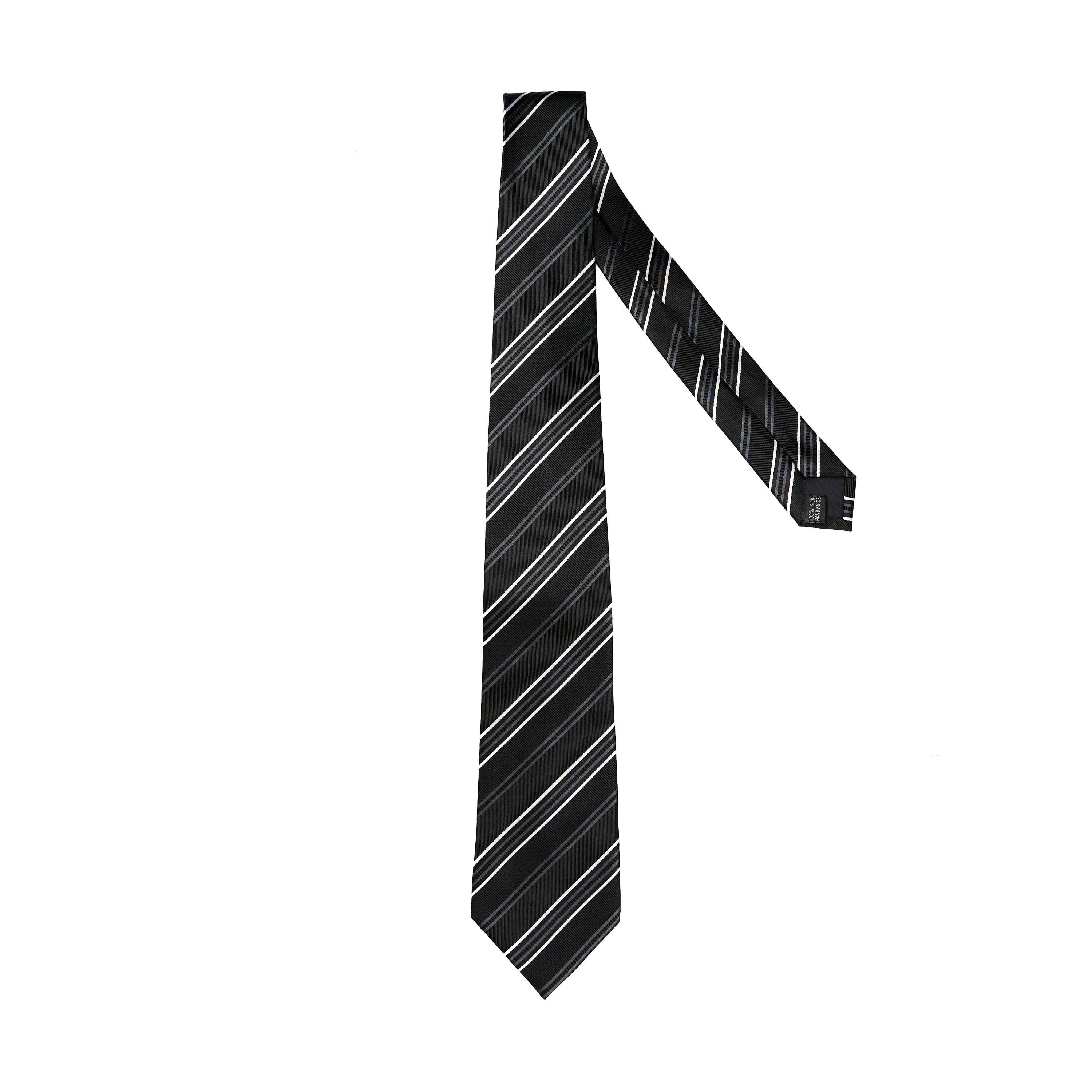 Lupo Bianco Black & White Striped Tie - Image 2