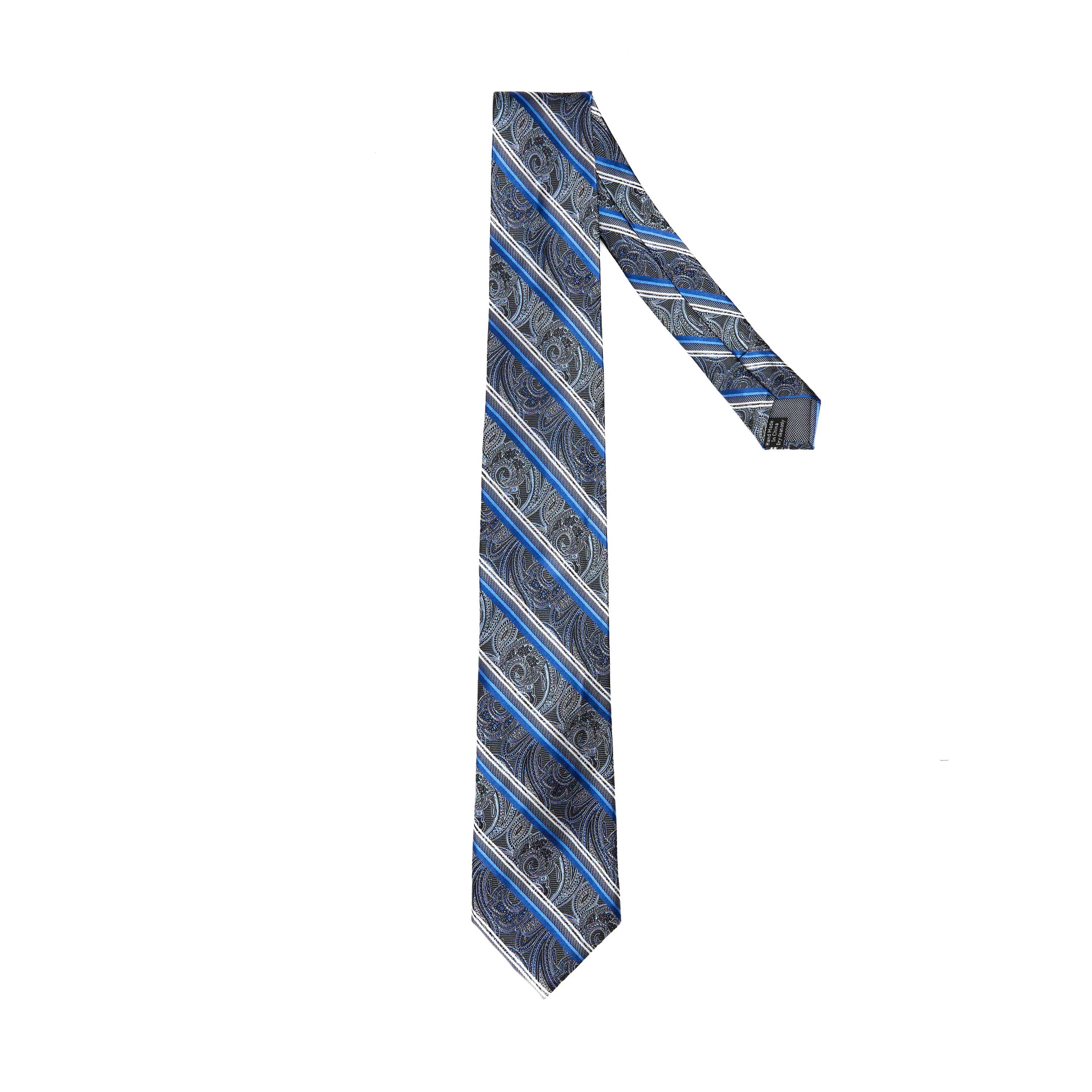 Lupo Bianco Blu Paisley Stripe Tie - Image 2