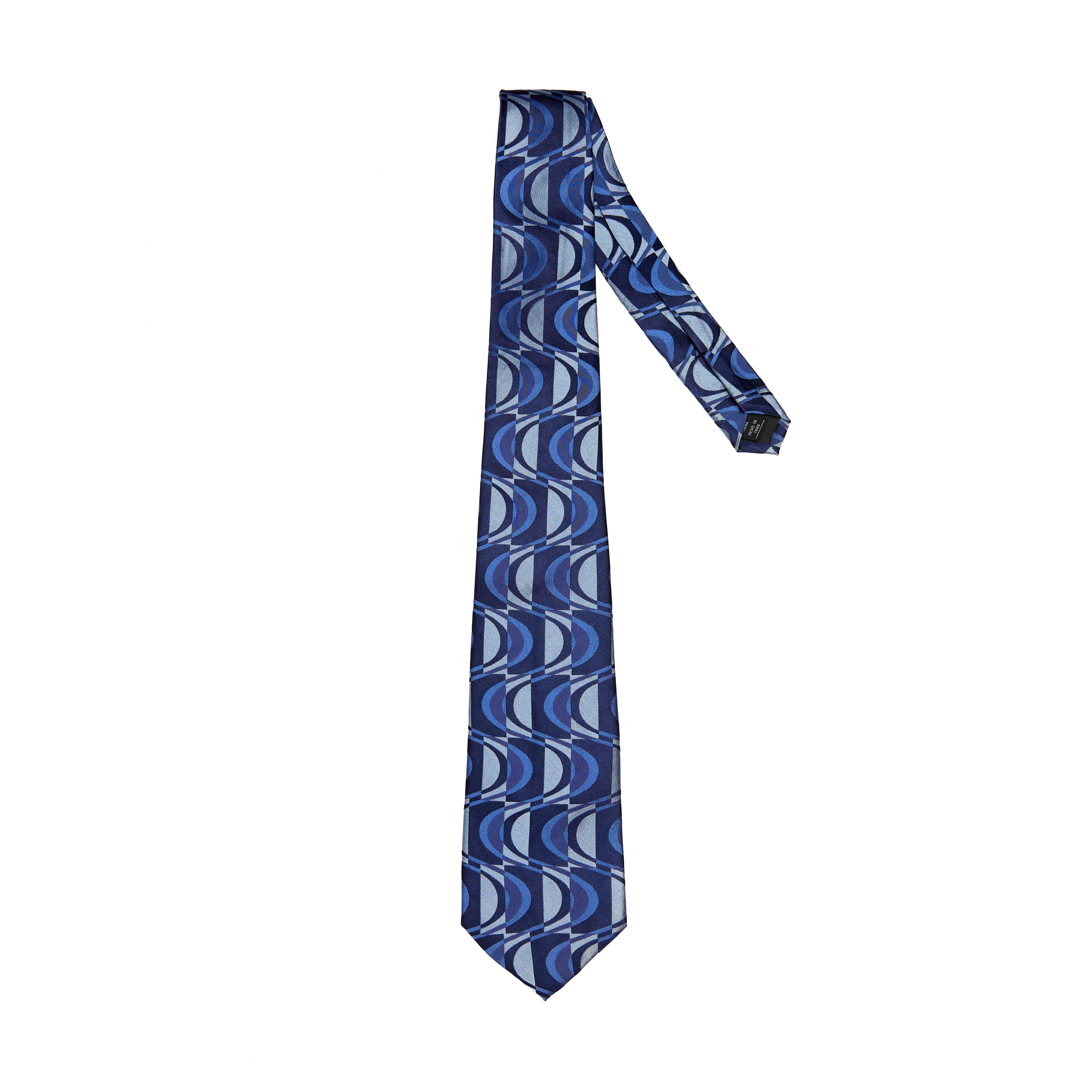 Lupo Bianco Blue Arc Pattern Tie - Image 2