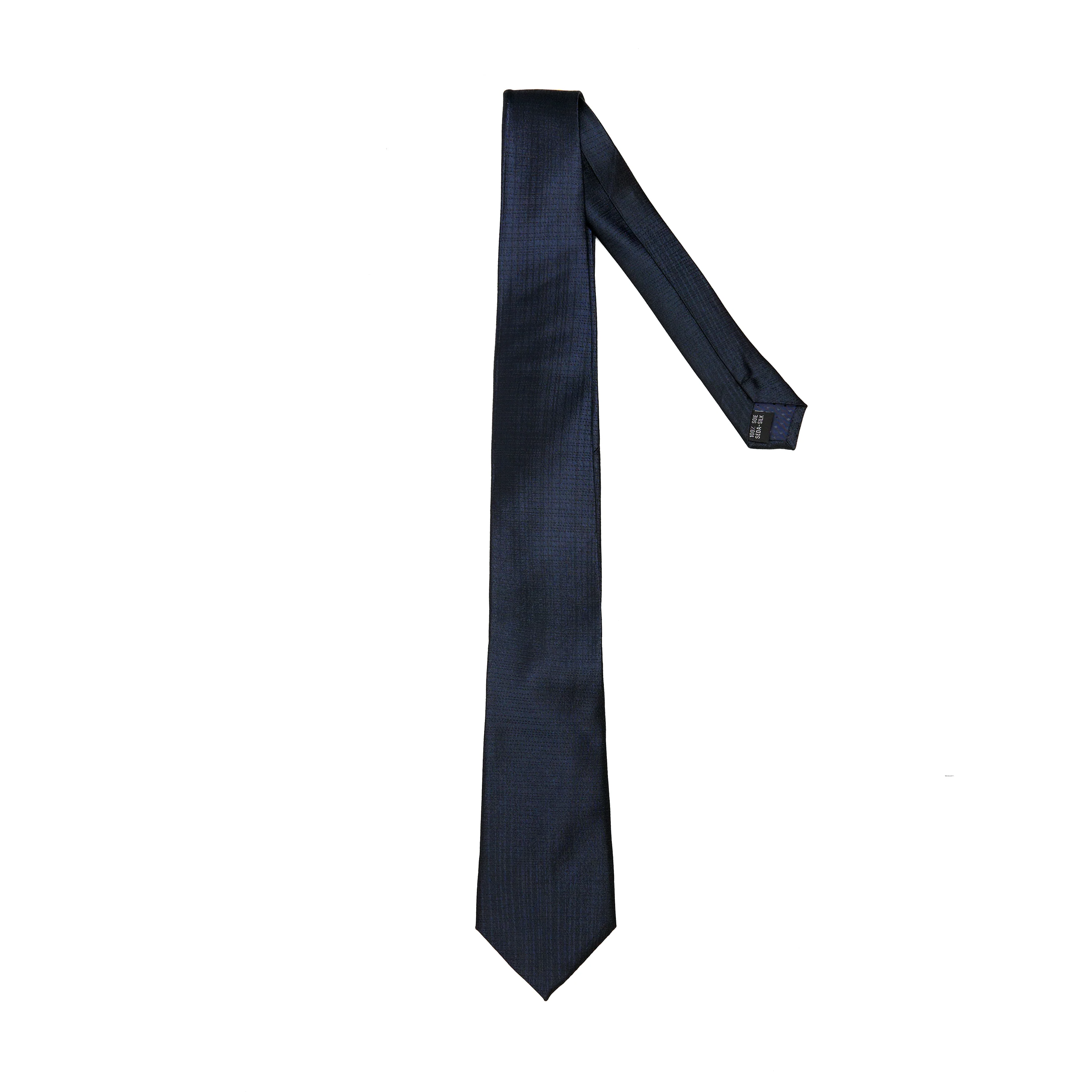 Lupo Bianco Deep Navy Textured Silk Tie - Image 2
