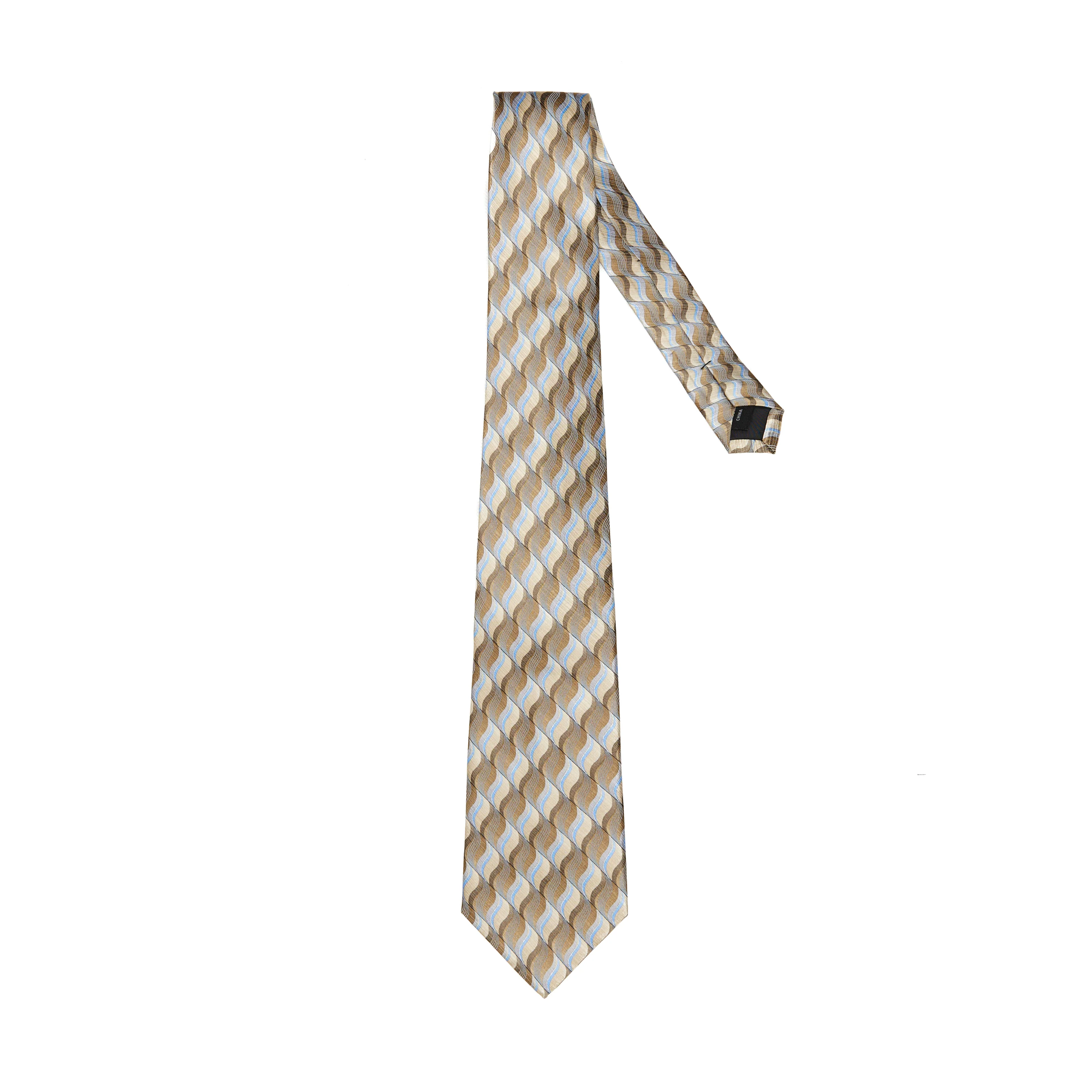 Lupo Bianco Gold Wave Pattern Tie - Image 2