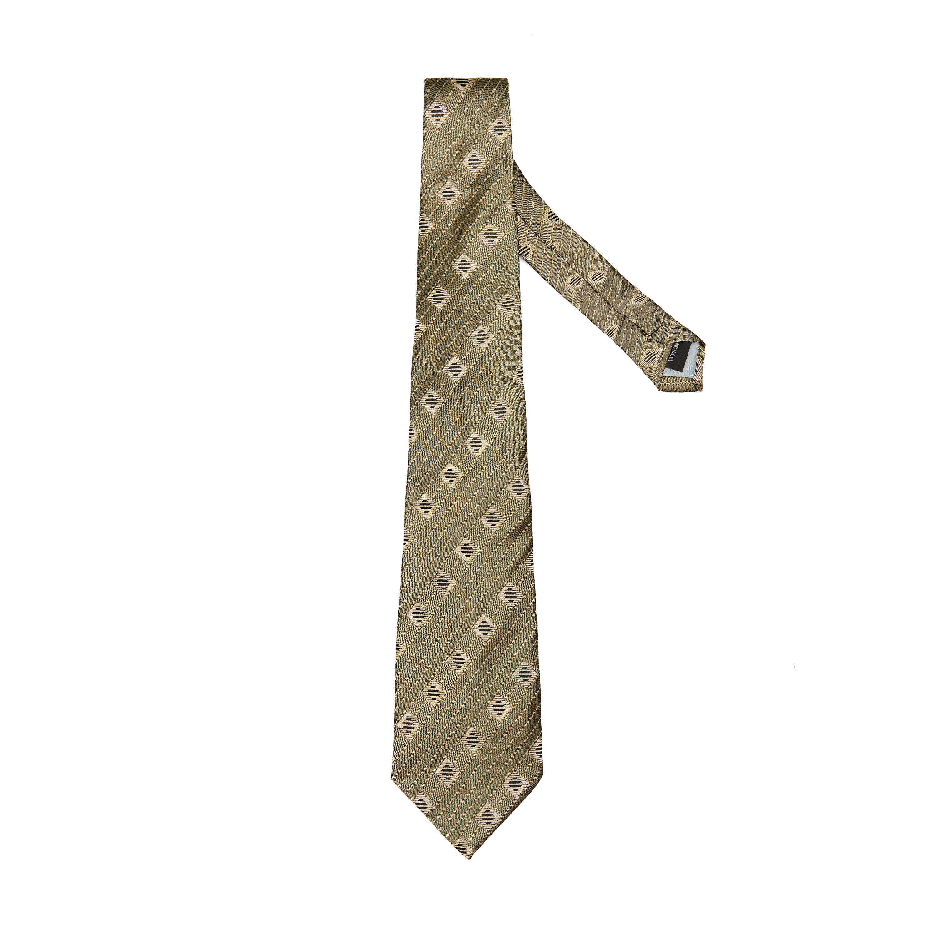 Lupo Bianco Olive Diamond Stripe Tie - Image 2