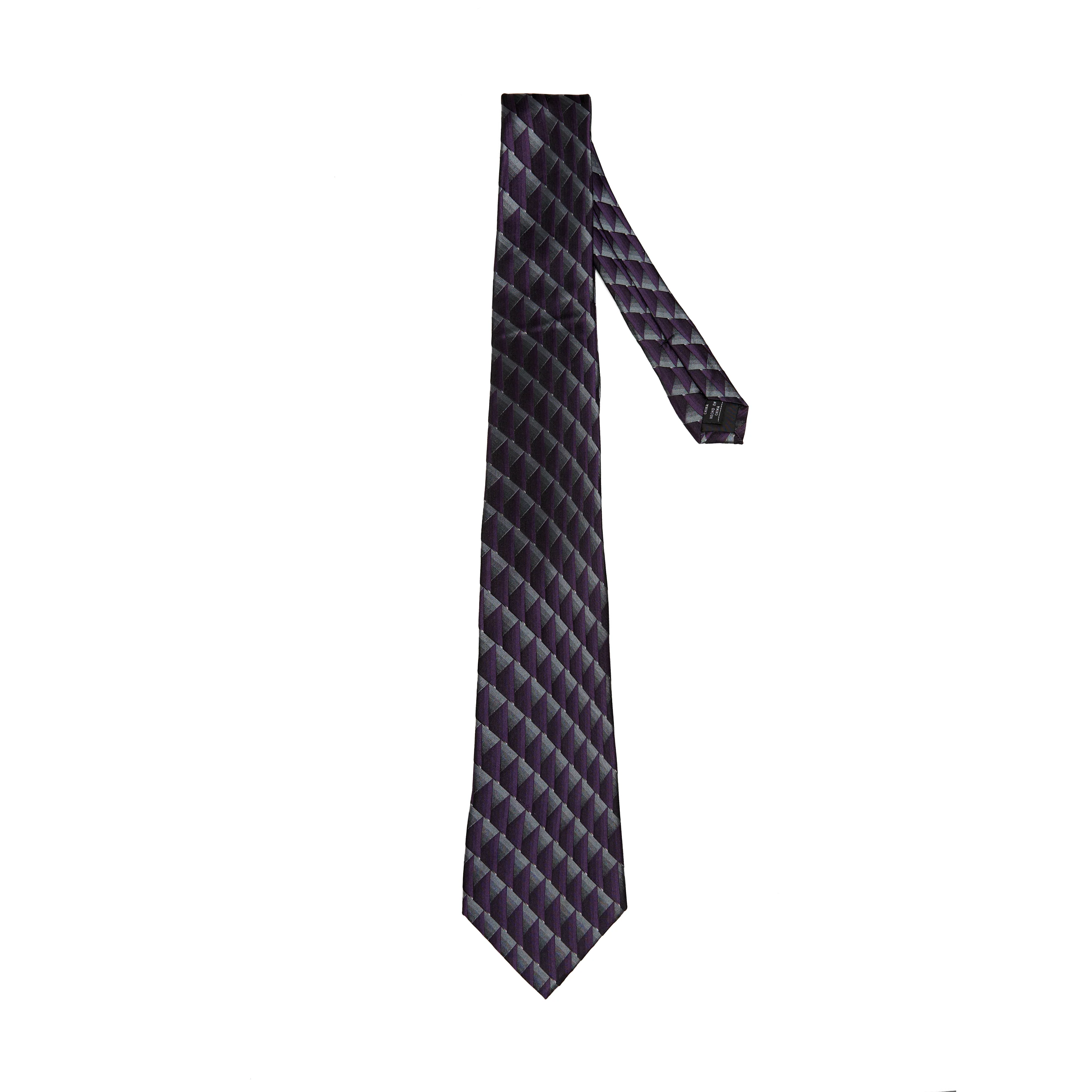 Lupo Bianco Plum Geometric Weave Tie - Image 2