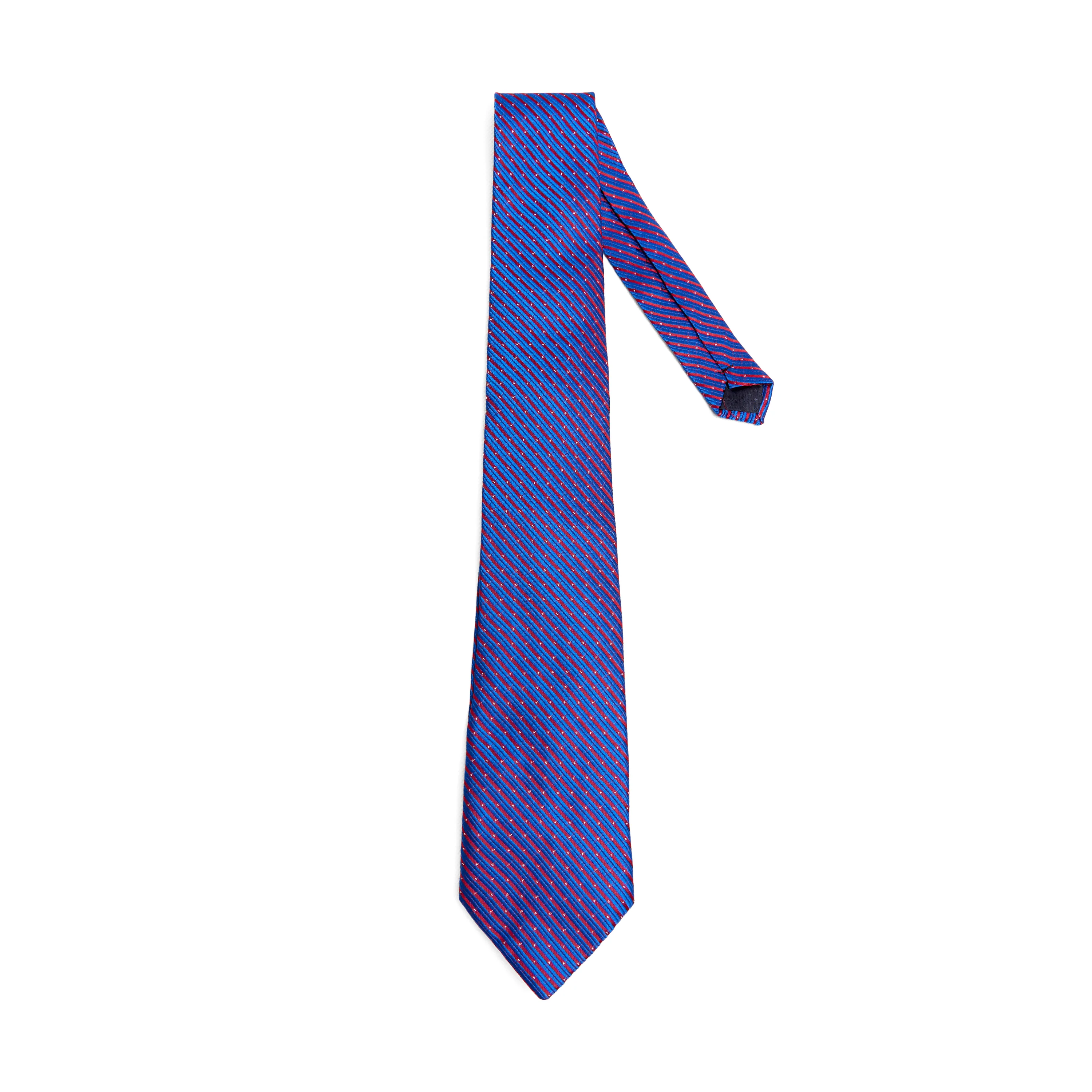 Lupo Bianco Royal Blue & Red Stripe Silk Tie - Image 2