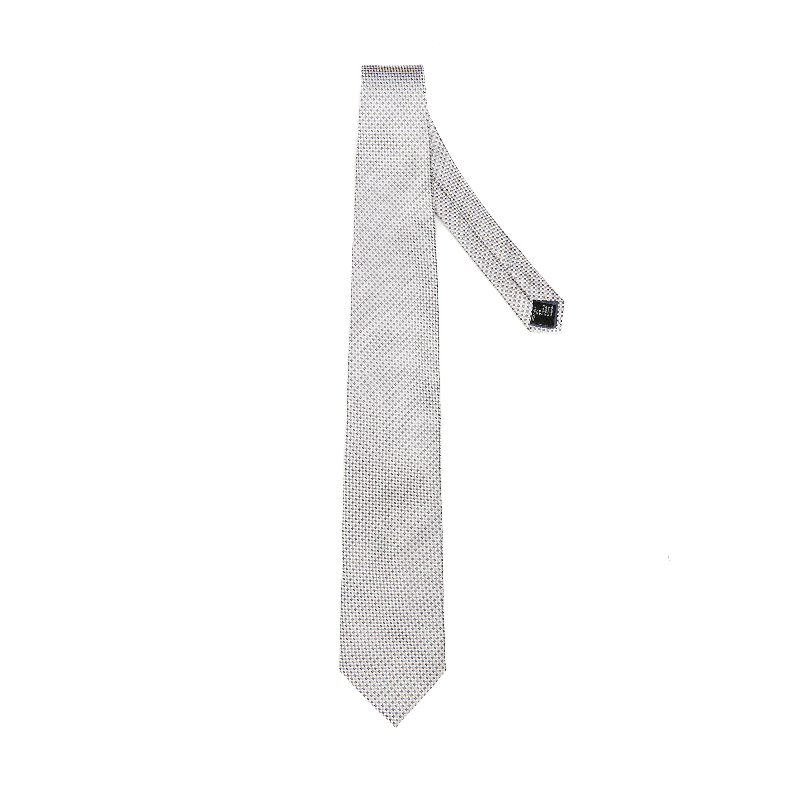 Lupo Bianco Silver Micro Pattern Silk Tie - Image 2