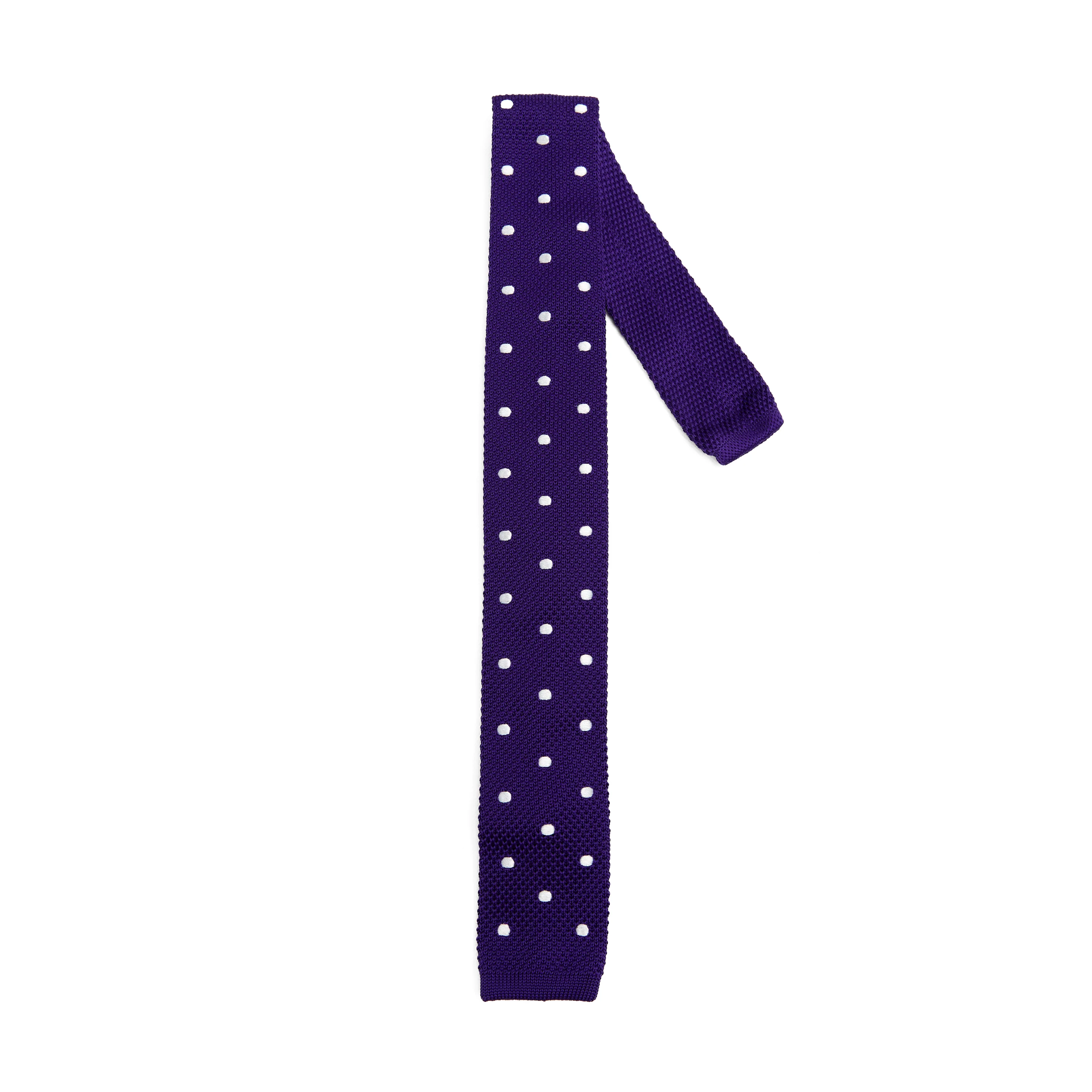 Lupo Bianco Viola Pois Knit Tie - Image 2