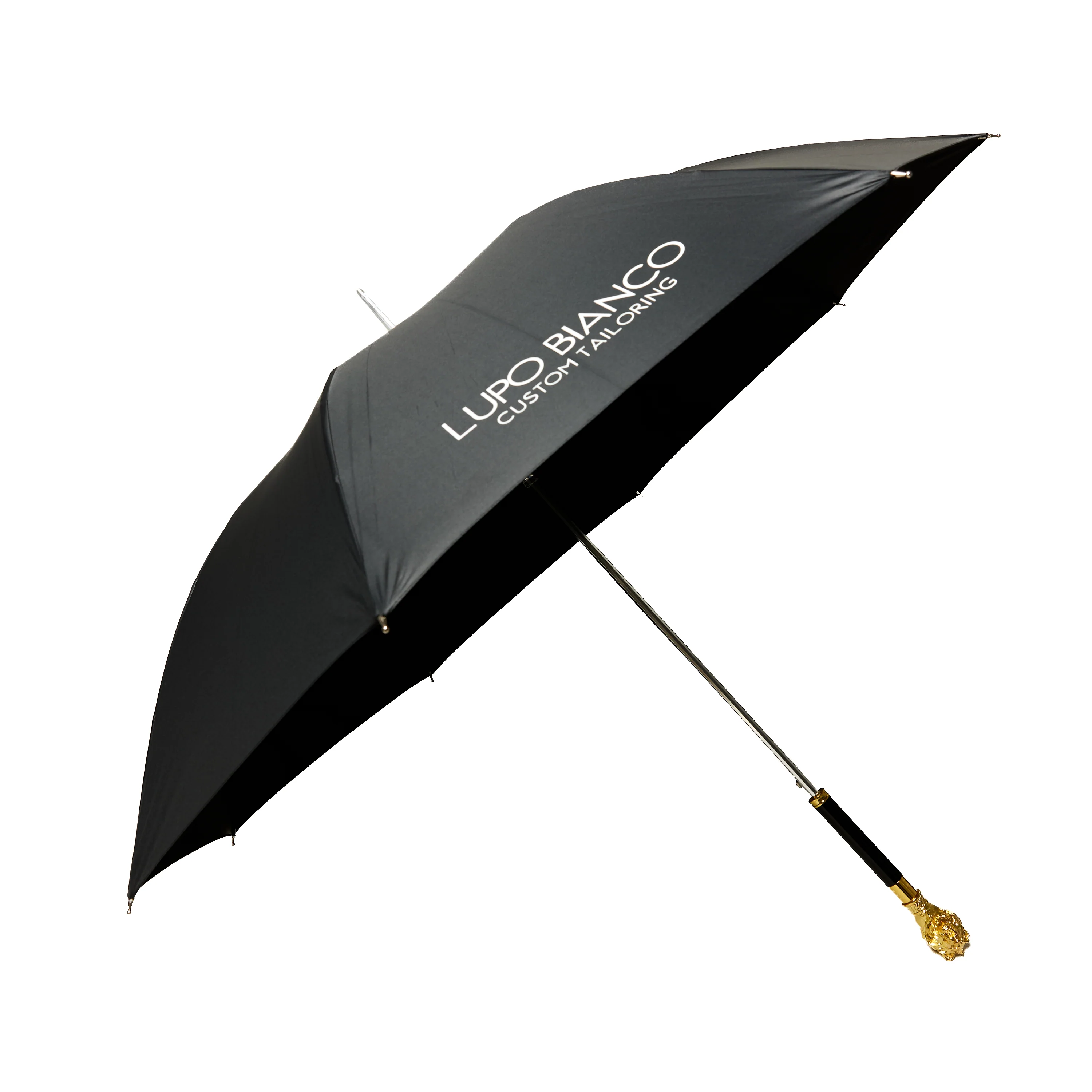 Lupo Bianco Gold Handle Signature Umbrella - Image 2